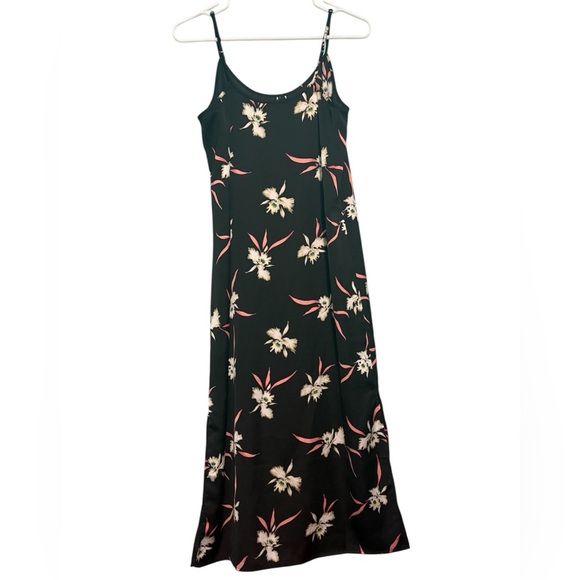 J.Crew Black Floral Spaghetti Strap Midi Slip Dress XS - Picture 6 of 7